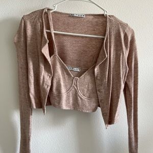 Zara cropped corset tank and sweater
